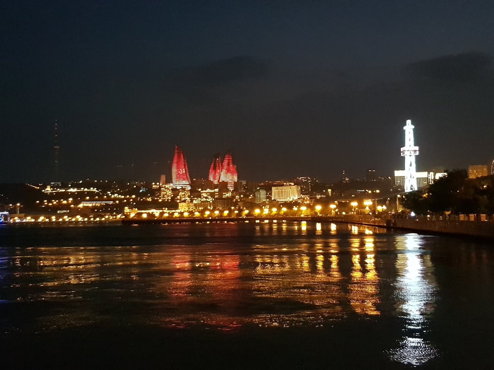 The Flame Towers above the Baku skyline on the Caspian shore