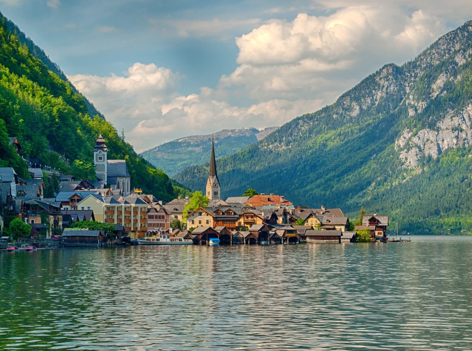 A lake and snow-covered peaks in the Swiss Alps