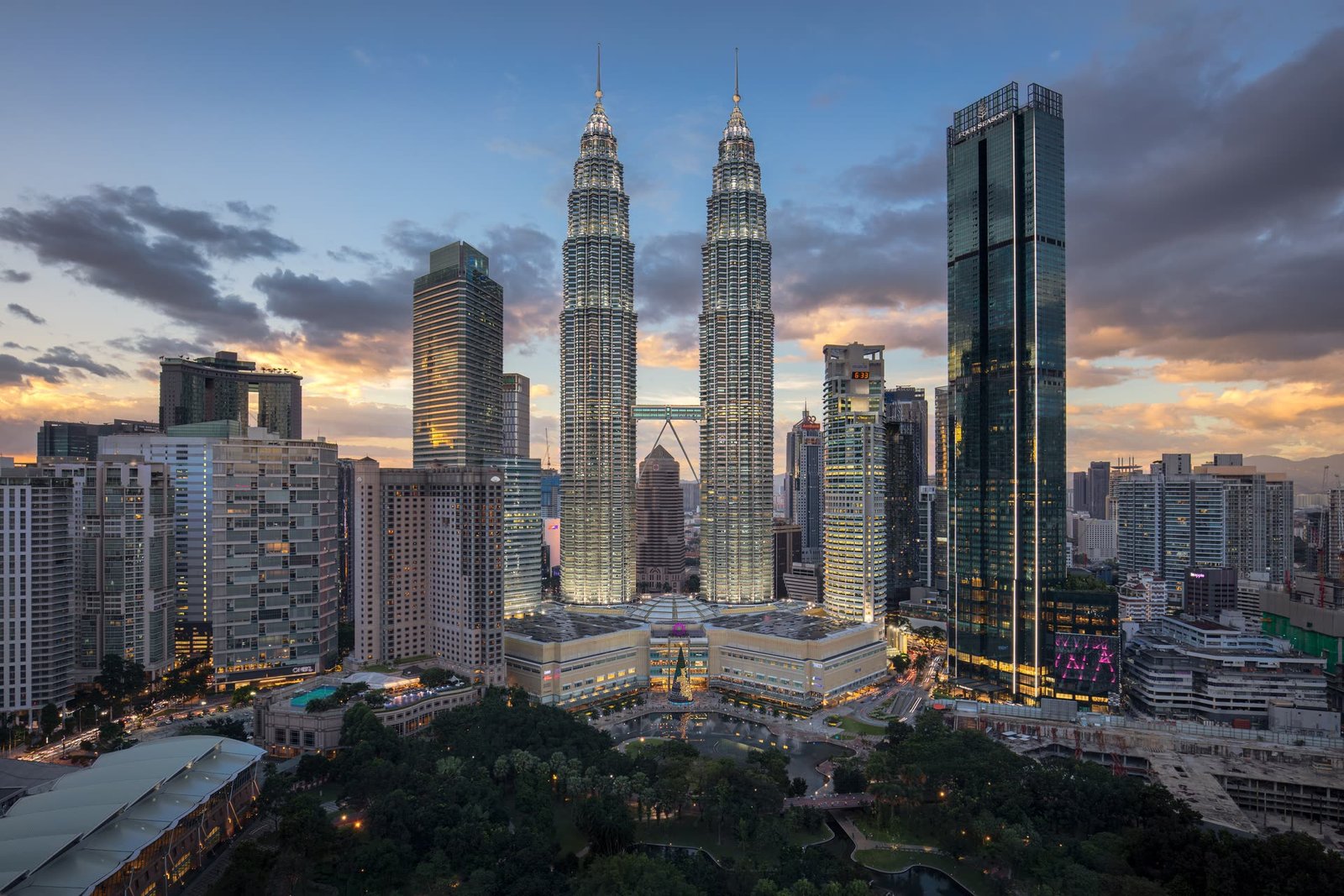 The Petronas Twin Towers rising above Kuala Lumpur
